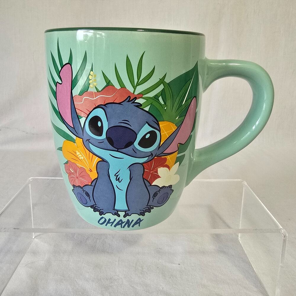 Disney Lilo & Stitch Tall Ohana Ceramic Mug 20oz Green Multi-Color New